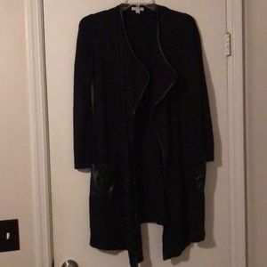 Black leather cardigan